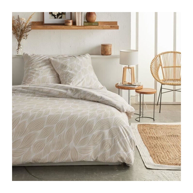 Parure de lit Today Crazy - Imprimé Graphique - 2 personnes - 220 x 240 cm - Beige