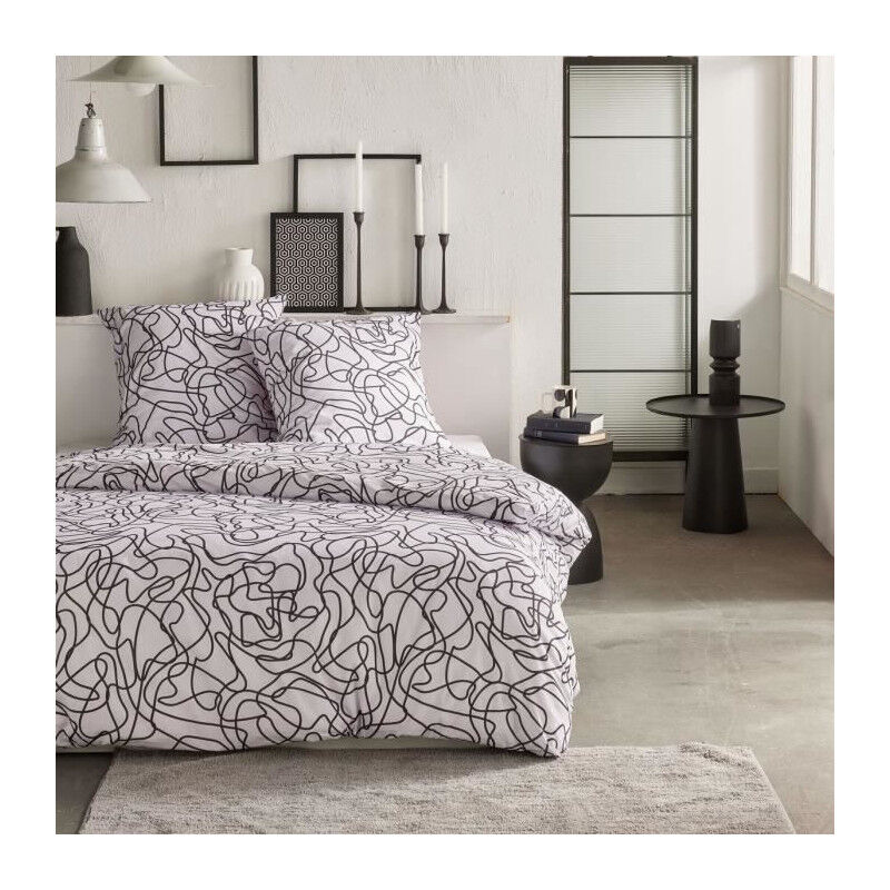 Parure de lit Today Crazy - Imprimé Graphique - 2 personnes - 220 x 240 cm - Blanc