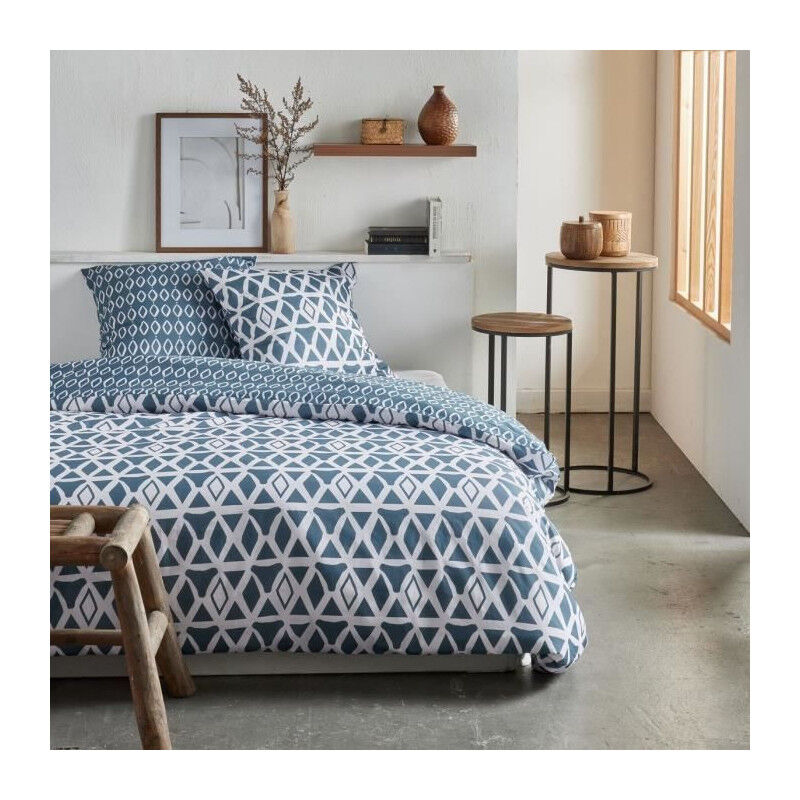 Parure de lit Today Crazy - Imprimé Graphique - 2 personnes - 220 x 240 cm - Bleu
