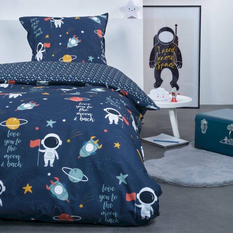 Today - Literie pour enfants cosmos astronaute, 100% coton, 140 x 200 cm