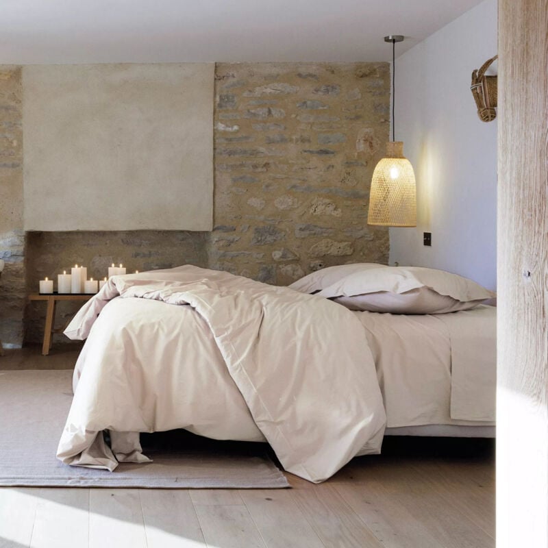 Linnea - Parure de lit uni percale de coton manoir Taie 65x65 cm 200x200 cm