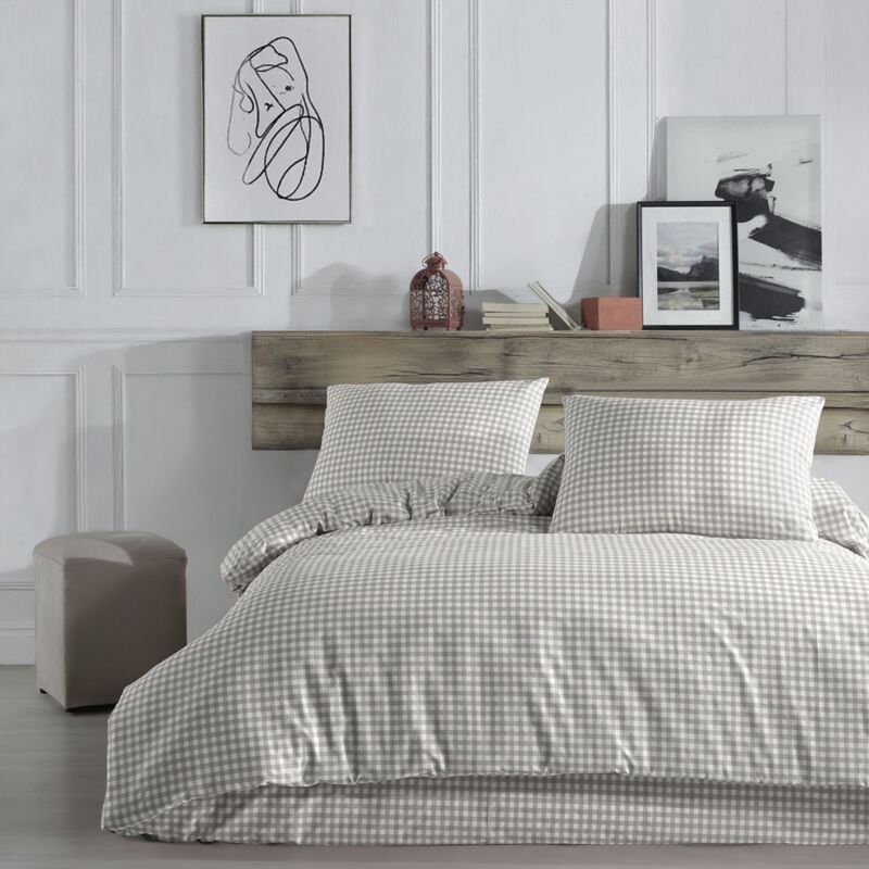 Parure de lit Vichy 200x200 Beige