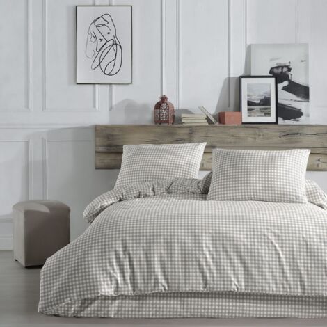 Parure de lit Vichy 260x240 Beige