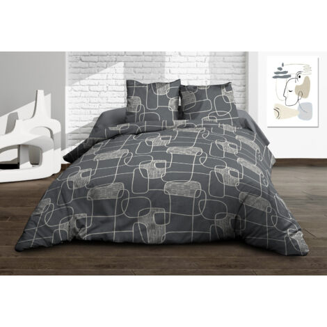 Parure Drap plat + drap-housse 140x190 + 2 T - Pur coton 57 fils - Linea
