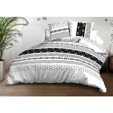 Parure de lit avec drap plat, drap housse + 2 taies d'oreiller