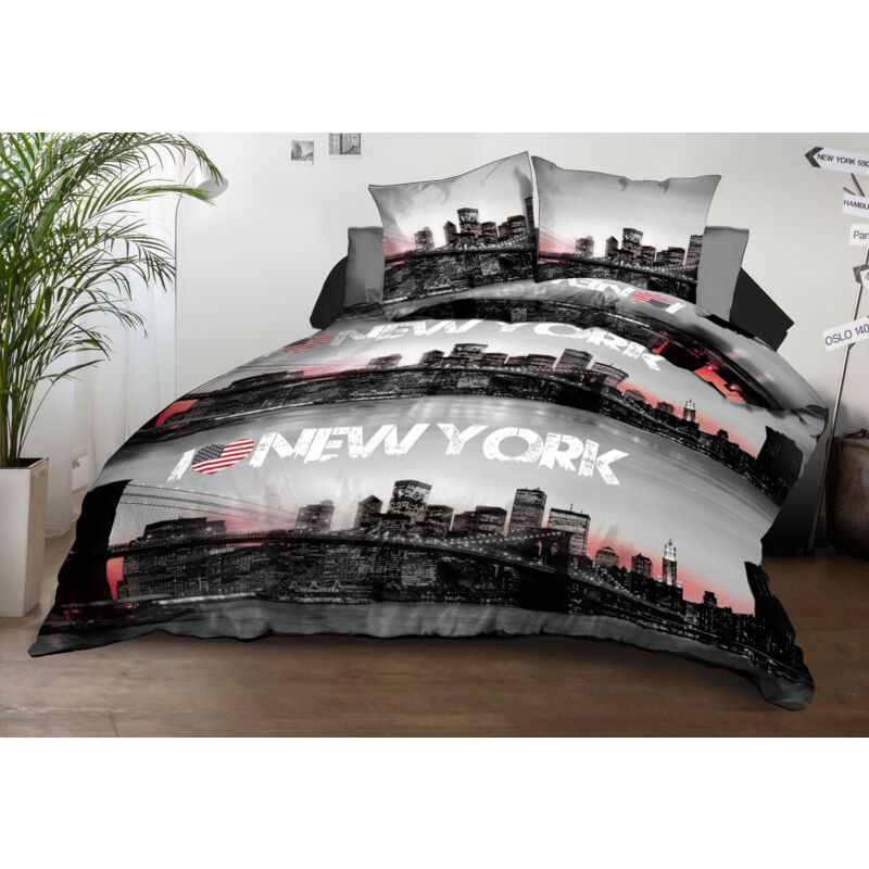 Le Linge De Jules - Parure Drap plat + drap-housse 140x190 + 2 Taies - Microfibre - New-York