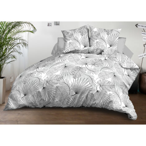 Parure Drap plat + drap-housse 140x190 + 2 Taies - Microfibre - Olinda gris