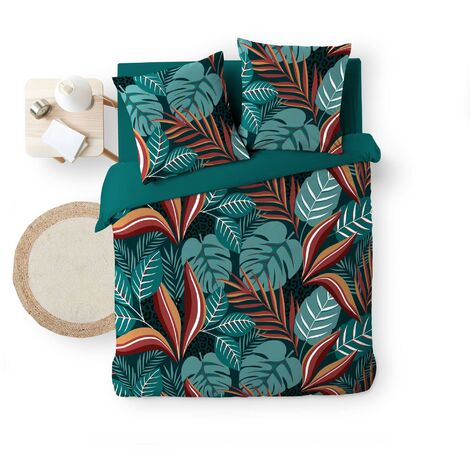Parure Gaitana drap,housse couette,taies oreiller 100% coton bio GOTS  turquoise 70x140 cm | Kave Home®