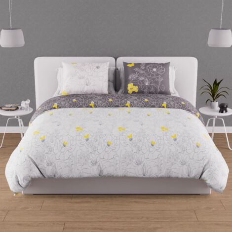 Parure Housse de couette 240X220 cm LISA Blanc 57 fils/ cm2, par Soleil d'Ocre