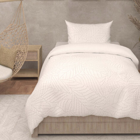 Parure housse de couette 3D microfibre 140x200 cm MAYA blanc, par Soleil d'Ocre
