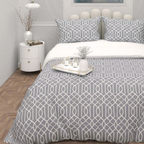 Parure housse de couette 3D microfibre 240x220 cm ANYA gris, par Soleil d'Ocre