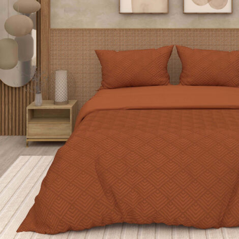Parure housse de couette 3D microfibre 240x220 cm GAIA terra, par Soleil d'Ocre