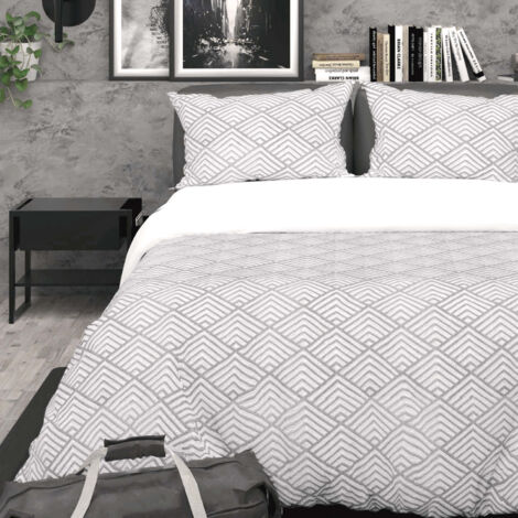 Parure housse de couette 3D microfibre 240x220 cm LAYA gris, par Soleil d'Ocre