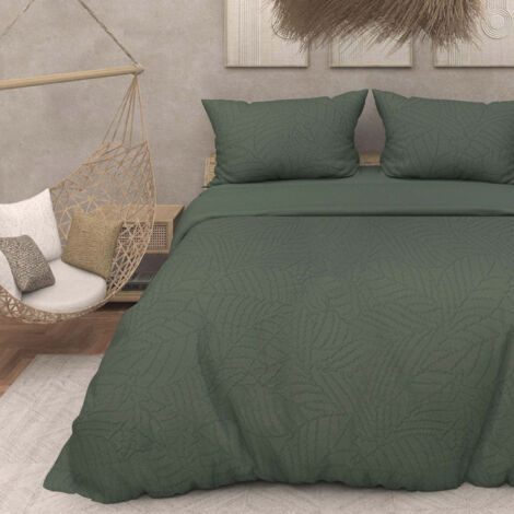 Parure housse de couette 3D microfibre 240x220 cm MAYA kaki, par Soleil d'Ocre