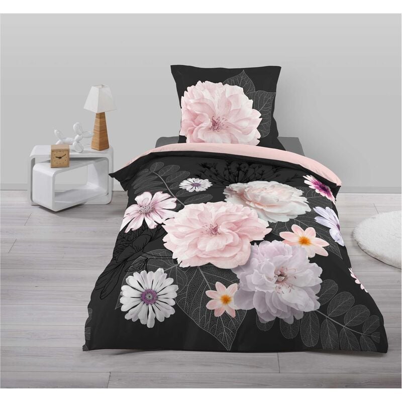 Parure Housse de couette Flanelle 140 x 200 cm Florale