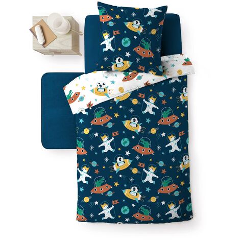 1001KDO Parure Housse de couette Univers Cosmique 140x200cm