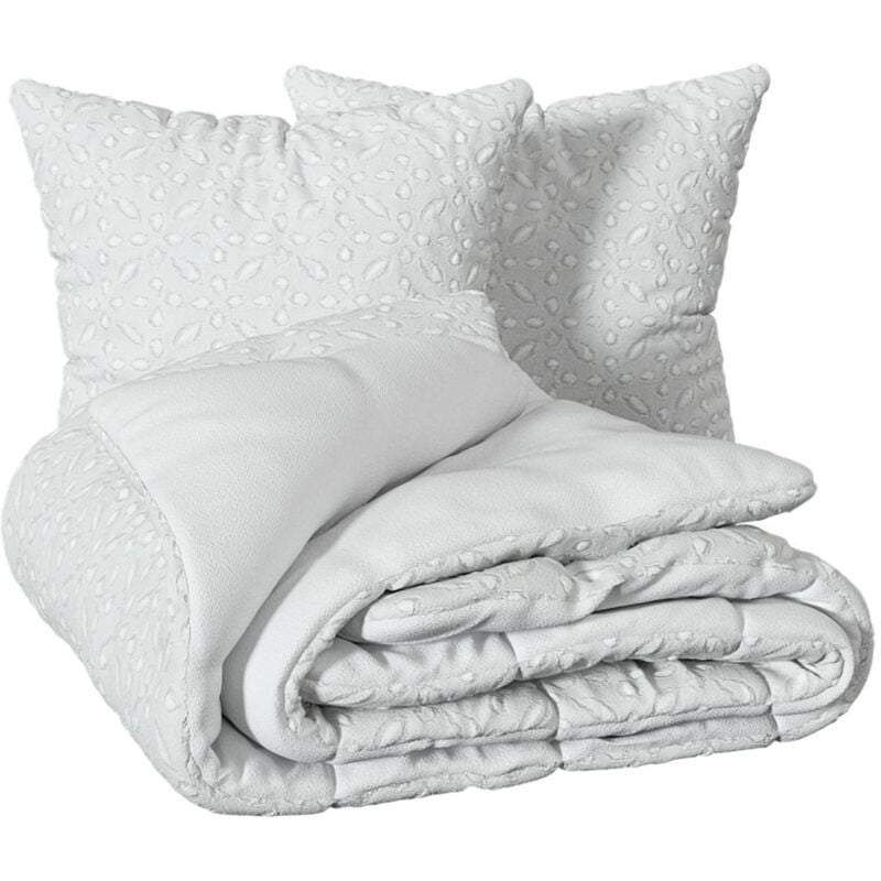 Parure de lit 3 pièces Swan jacquard blanc 240x220cm - Atmosphera créateur d'intérieur