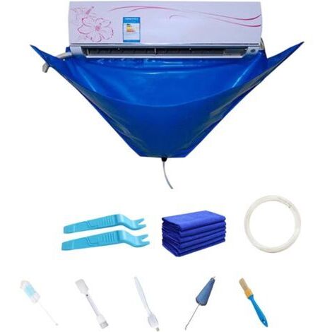 Paryou – Housse de nettoyage pour climatiseur split – 10 pièces – Tissu Oxford imperméable double face – Tuyau de drainage 2,4 m inclus