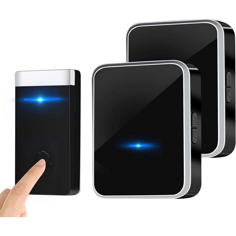 Odipie - Pas Besoin de Piles]Sonnette Sans Fil, Sonnette de Porte Étanche Kit de Carillon Electronique avec 2 Récepteur Enfichables, 150M Gamme, 45