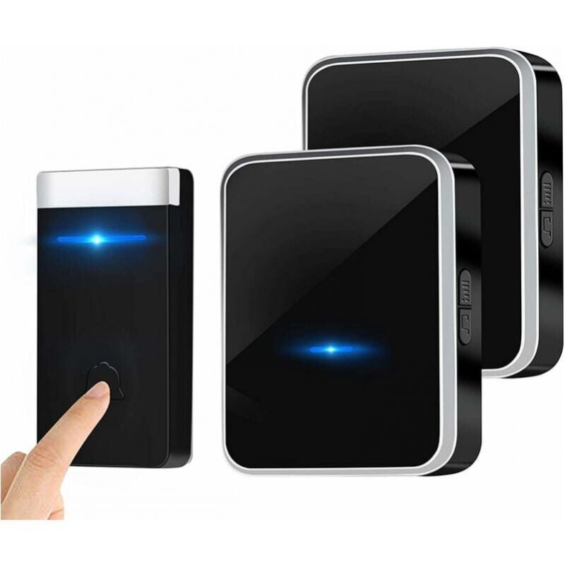 Cyslmuk - Pas Besoin de Piles]Sonnette Sans Fil, Sonnette de Porte Étanche Kit de Carillon Electronique avec 2 Récepteur Enfichables, 150M Gamme, 45