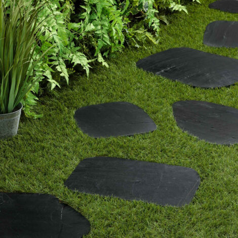 Pas japonais en ardoise naturelle – Petit format irrégulier gris – Épaisseur ±3 cm – Pour aménagement extérieur durable