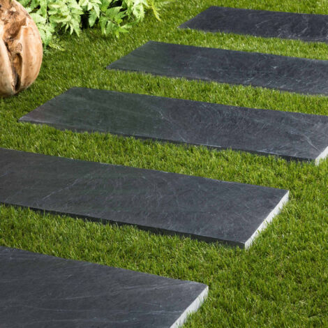 Pas japonais en pierre naturelle 80x30 cm – Couleur gris – Épaisseur 2-3 cm – Pour allées extérieures