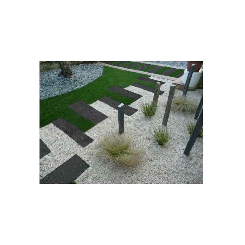 Jardinex - Pas japonais palis schiste ardoisier 100 x 30 cm - Noir (Lot de 15)