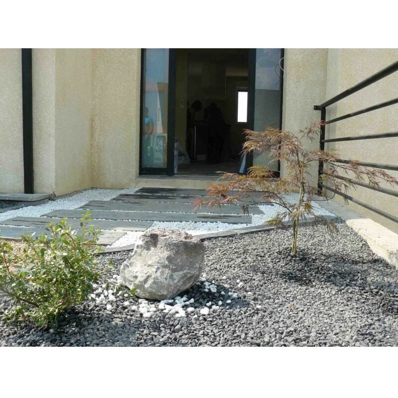 Jardinex - Pas japonais palis schiste ardoisier 100 x 50 cm - Noir (Lot de 5)
