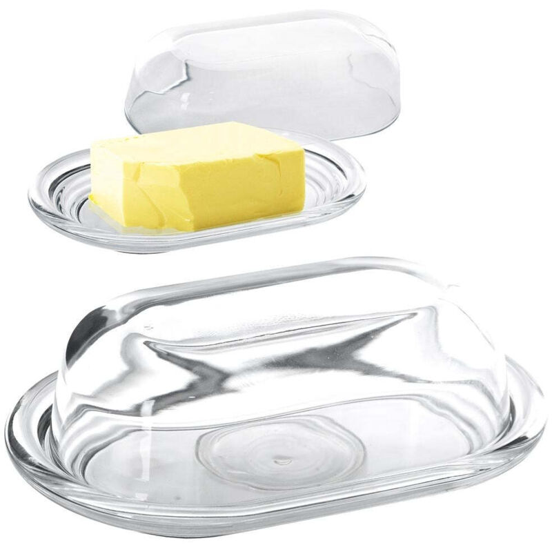 Beurrier en verre avec couvercle - conservation et service