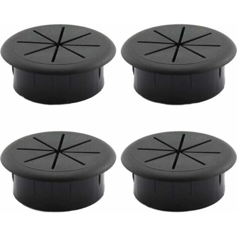 Pasacables de escritorio, paquete de 4, cubierta para rosca de cable, pasacables de mesa, escritorio, mesa redonda, cubierta para cables de oficina, mesa, escritorio de computadora, negro