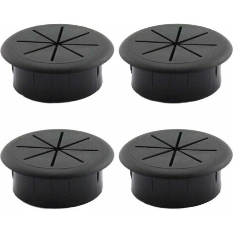 Pasacables para escritorio, 4 piezas, cubierta para pasacables, pasacables para mesa de oficina, cubierta redonda para cables, para muebles de oficina, mesa, escritorio de computadora, color negro