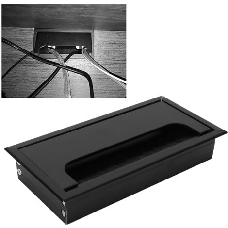 Pasacables para escritorios: caja organizadora de cables de aluminio negro, 160 x 80 x 27 mm