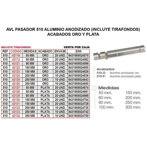 Pasador AVL 510 Aluminio 80mm Plata