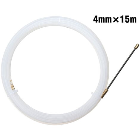 DPZO Pasador de cable de pared de nailon, pasacables eléctricos, guía de cable de red, tirador de cable, perforador de tubo, 4 mm x 15 m
