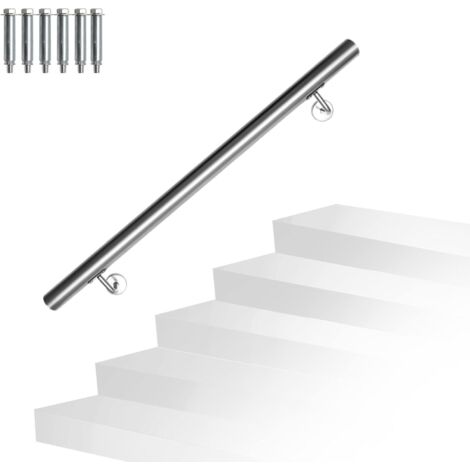 Pasamanos de acero inoxidable para escaleras, para uso interior y exterior, con soporte de pared y tapas, 80 cm