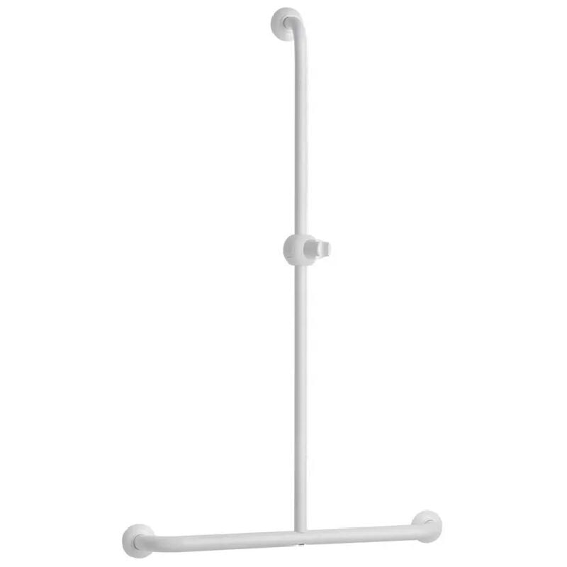 

Pasamanos en forma de T con soporte de ducha de epoxi blanco 100 x 60