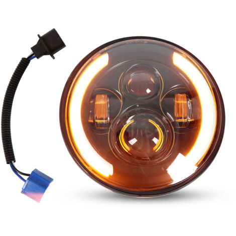 Pasamer Feux diurnes, Phare LED Halo 7 Pouces Haute luminosité IP67 étanche Anti-Clignotant pour Moto.