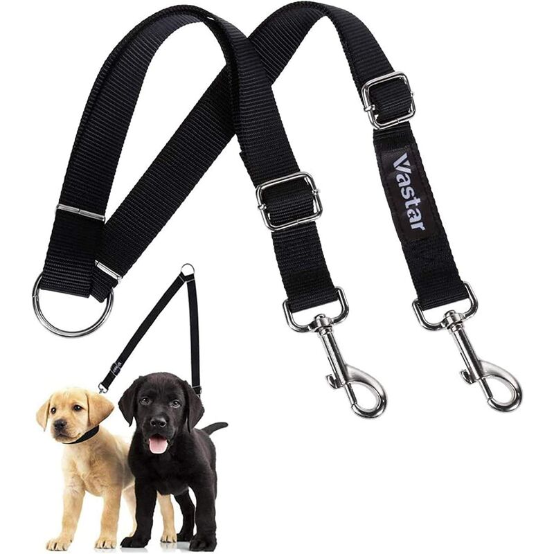 

Paseador doble para perros, robusta correa ajustable para perros, dos correas de adiestramiento para perros sin enredos, se adapta a perros de menos