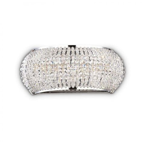 PASHA' APPLIQUE A PARETE IN CRISTALLO 3 LUCI ATTACCO G9 CROMO LAMPADINE INCLUSE