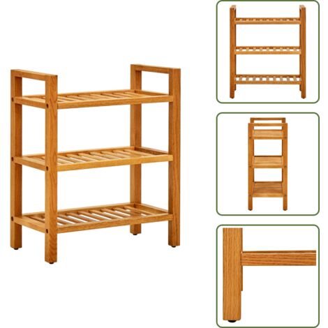Pasillo decorativo - vidaXL Zapatero con 3 estantes madera maciza de roble 50x27x60 cm - Madera maciza