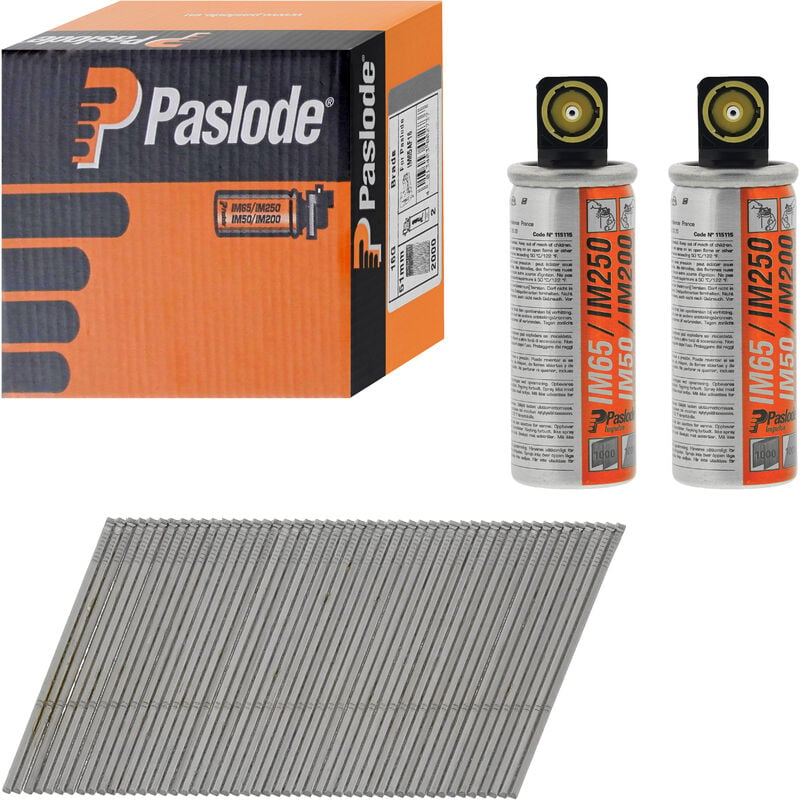 F16 Stainless Steel 64mm Angled Brad Nails (IM65A) (2000 Box + 2 Fuel Cells) - Paslode