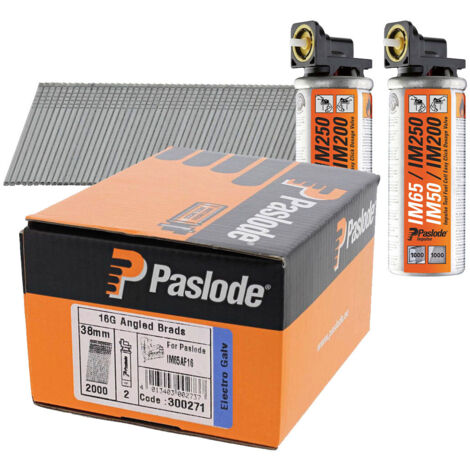 Paslode Angled Brad Nail Fuel Pack F16 x 38mm Galv QTY 2,000
