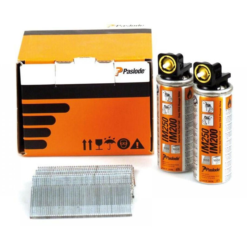 Image of IM65 921589 16G x 38mm elgv Straight Electro Galvanised Brad Fuel Pack 2000/Box with 2 Fuel Cell - Paslode