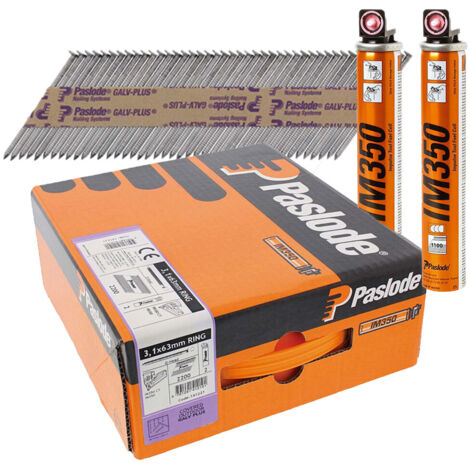 Paslode IM350+ Nails & Fuel Cells Trade Pack Ring Shank Galvanised + - 3.1 x 63/2CFC