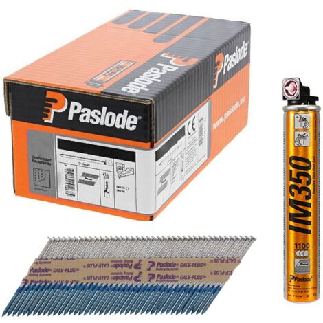 Paslode 3.1mm x 90mm IM350 Straight Shank Bright Nails 2200 - 2 x Fuel Cells