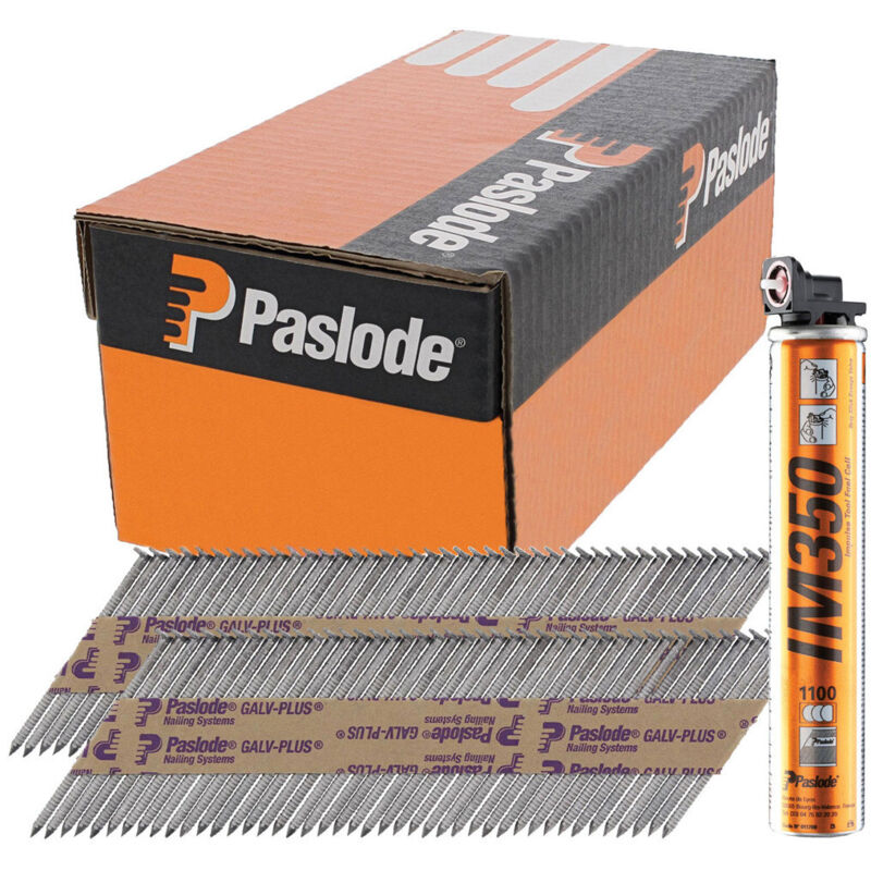Paslode - IM350+ Nails & Fuel Cells Retail Pack Ring Shank Galvanised + - 2.8 x 51/1CFC