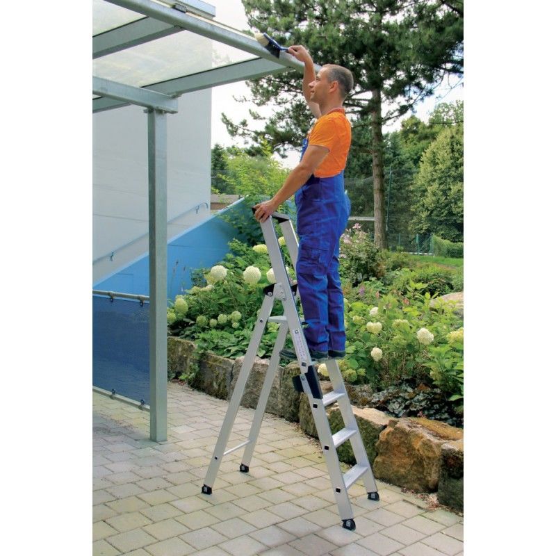 

Escalera plegable de aluminio, acceso por un solo lado 2,07 m - 1,40 m 6 peldaños