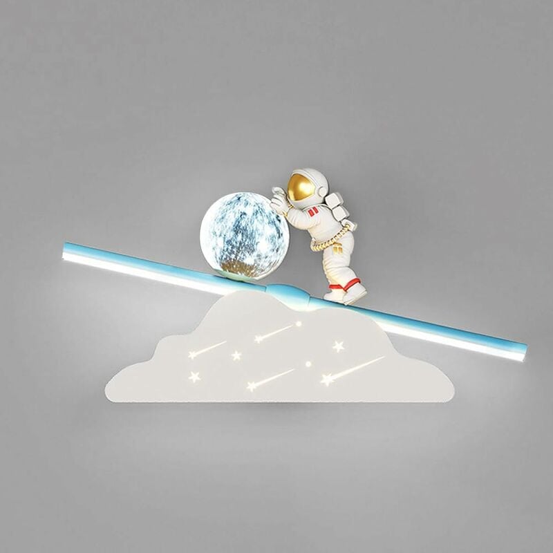 Image of Lampada da parete astronauta cartone animato, lampada da parete moderna a LED da 12 W, applique da parete in metallo ultrasottile con paralume in