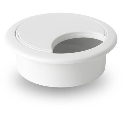 Passa-Câble Pour Bureau Rond Ø80 mm, Idéal Pour Tables, Bureaux, Bureau Et Maison Couleur Blanc