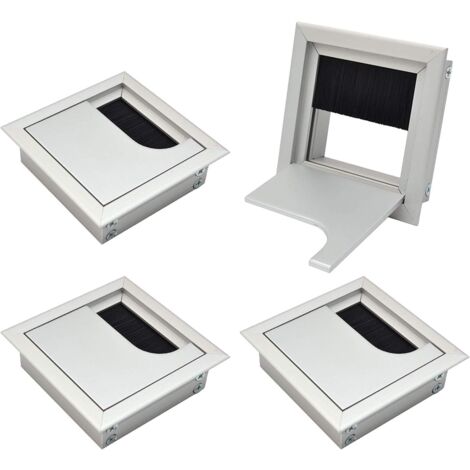 Passacavo Copertura Canalina per cavi Quadrata 80x80mm per incasso su tavolo scrivania Organizzatore per cavi per mobili Alluminio anodizzato argento Canalina per cavi Copricavo Set da 4-RAPANDA
